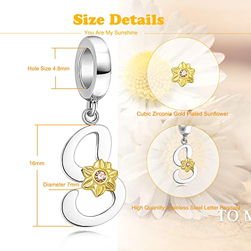 POWER WING Initial Charms T For Bracelets Stainless Steel Alphabet Charms Gifts For Best Friends