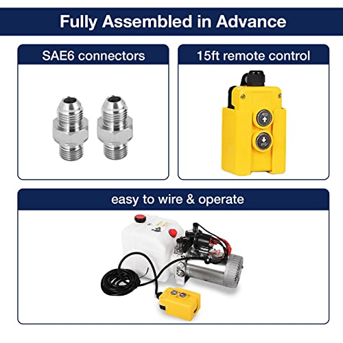 LFGUD Hydraulic Power Unit, 3 Quart Hydraulic Pump Double Acting Dump Trailer Pump 12V DC Plastic Reservoir Hydraulic Pump for Dump Trailer Car Lifting Platforms