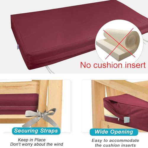 NettyPro Outdoor Patio Bench Swing Cushion Cover Replacement Water Resistant UV Protection Outside Loveseat Cushion Slipcovers with Zipper, 48 x 18 x 3 Inch