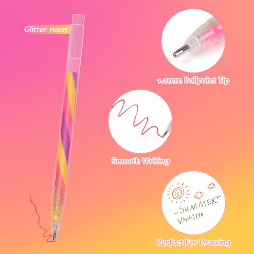 LIULIUCAI 12 Pack Mixing of 3 Colors Rainbow Gel Pens Color Changing Ballpoint Pen Glitter Pen Set for Adults Coloring Books Drawing Doodling Scrapbooking Notes