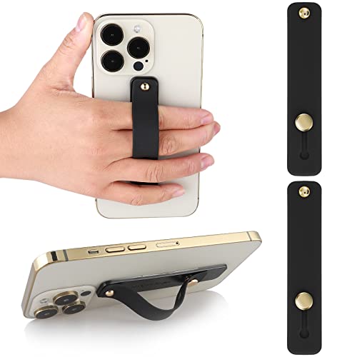 WLLHYF 2Pcs Phone Loop Finger Holder, Silicone Phone Grip Phone Finger Strap Stand Universal Portable Finger Kickstand for Most Smartphones (2pcs-Black)