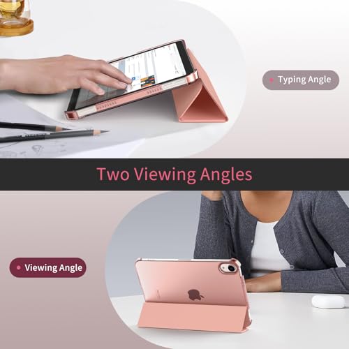MoKo for iPad Mini 7 (A17 Pro) Generation Case 2024, iPad Mini 6 Case 2021, 8.3-inch Slim Lightweight Protective Hard Back PC Shell Stand Cover Support Touch ID, Auto Wake/Sleep, Raspberry