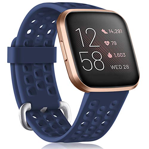GEAK Compatible with Fitbit Versa 2 Bands for Women Men, Soft Silicone Sport Bands for Fitbit Versa 2/Fitbit Versa Lite SE/Fitbit Versa Smart Watch, Small Navy Blue