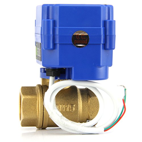 U.S. Solid Motorized Ball Valve- 1" Brass Ball Valve with Standard Port, 9-24V AC/DC and 2 Wire Auto Return Setup