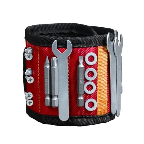 BIG RED Magnetic Wristband - Ultimate 16-MagnetThumb Style Tool Holder for DIYers, Craftsmen, &Home Improvement, ATRCX16R, Torin