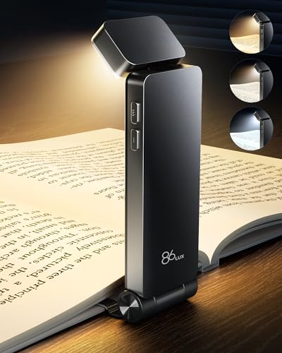 86lux Book Light, Rechargeable Reading Lights for Books in Bed, Ultralight Clip-on LED Bookmark Lamp with 3 Amber Colors & Stepless Dimming for Night Reading for Book Lovers, Kids, Mint Green