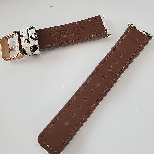 DSAAplus Furry Cow Leather Band For Samsung Galaxy Watch 6 5 40mm 44mm/ Galaxy Watch 5 Pro 45mm Band Galaxy Watch 4 40mm 44mm/ Active 2 40mm 44mm Bands 20mm Watch Strap (rose gold buckle)