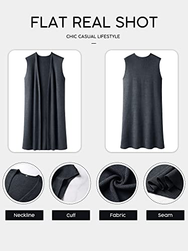 ZXZY Women Casual Sleeveless Open Front Tunic Vest Long Cardigan Tops Coat (Z-Khaki, X-Large)