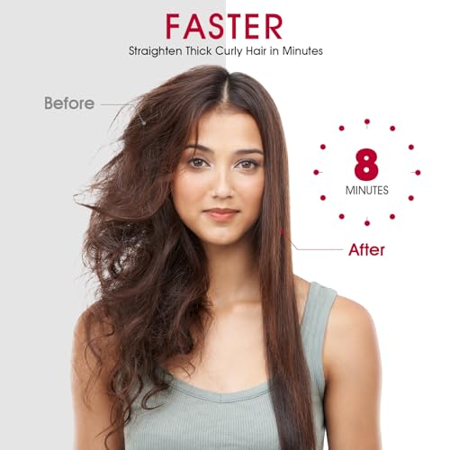 Hair Straightener Brush Ionic Straightening Comb BLUSHMARKS Nano Titanium 30s Fast Heating & Anti-Scald 9 Temp Settings LED Display Professional Salon Hair Styling Tools for Gifts Women