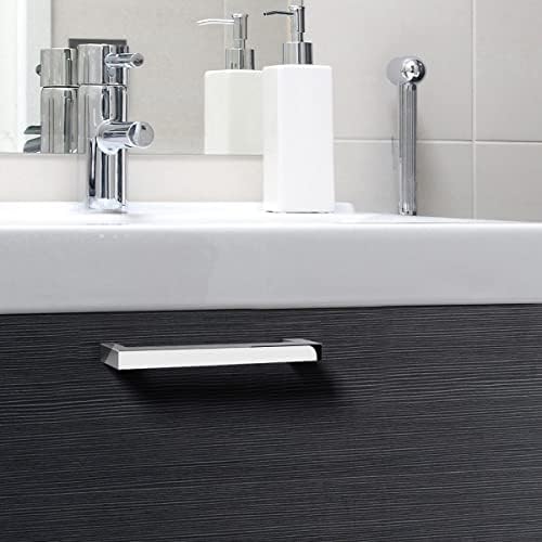 GOBEKOR 5 Pack Polished Chrome Cabinet Pulls Solid Drawer Pulls 3-3/4in(96mm) Hole Centers, Square Bar Kitchen Cupboard Handles Cabinet Hardware