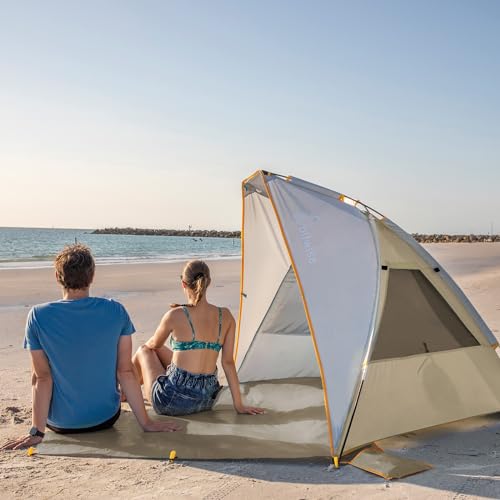 WolfWise 2-3 Person Portable Beach Tent UPF 50+ Sun Shade Canopy Umbrella with Extendable Floor, Blue
