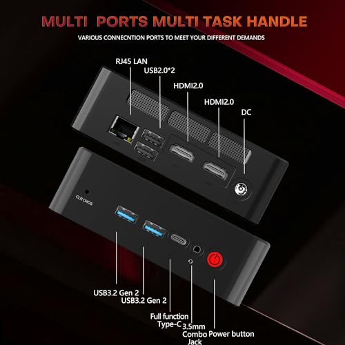 BOSGAME P4 Dual 2.5 GbE LAN Gaming Mini PC Ryzen 7 5700U 16GB RAM 512GB SSD Winodws 11 Pro Mini Computers, Triple 4K Displays (HDMI+DP+Type-C), Support PS3 Emulator Micro PC, WiFi 6E, BT5.2