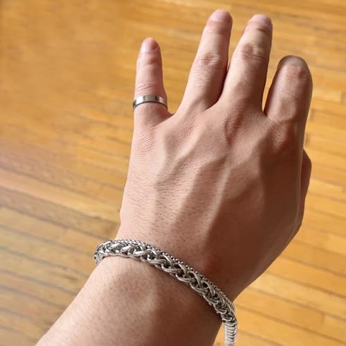 SMGFUNE Mens Bracelet, Keel Chain and Square Pearl Chain Double Layer Bracelets 6mm/3mm Cuban Bracelets for Men 7 Inches Mens Bracelet Chain Men Jewelry Men Gifts