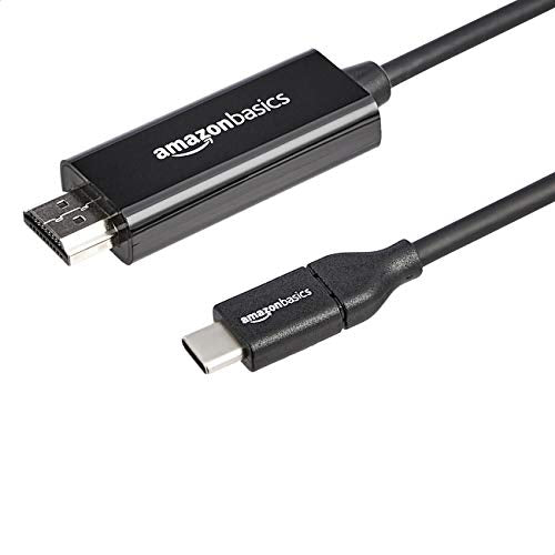 Amazon Basics USB-C (Source) to HDMI (Display) Cable Adapter (Thunderbolt 3 Compatible) 4K@30Hz, 6-Foot, Black