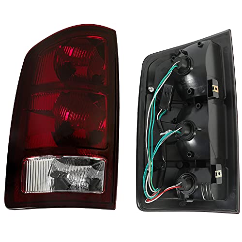 HECASA Tail Light Assembly w/Halogen Bulb Compatible with 2002-2006 Dodge Ram 1500/2003-2006 Dodge Ram 2500 3500 Tail Lamp Signal Brake Lamp Replacement for CH2801147 CH2800147 Pair&Dark Red