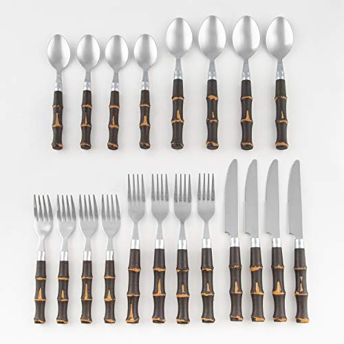 Cambridge Silversmiths 20-Piece Estelle Bamboo Flatware Set
