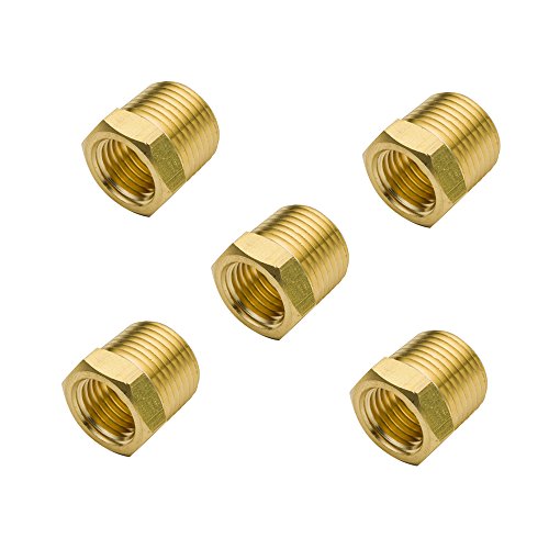 Legines NPT Bushing 1" Male x 1/2" Female Reducing Adapter Hex Head Pipe Fitting 1200psi (Pack of 5)
