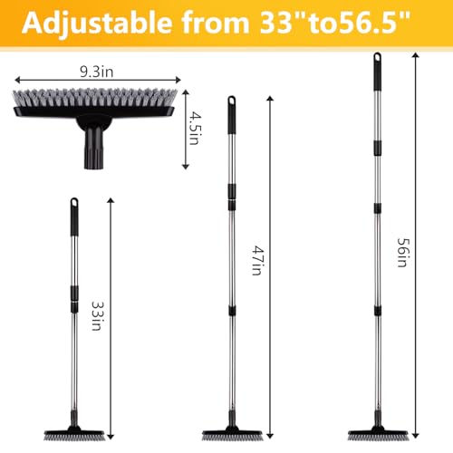 ITTAHO 2 Pack Grout Brush with Long Handle, Swivel Cleaning Grout Line Scrubber - Extendable Durable Handle Grout Cleaner Brush for Bathroom,Tile,Baseboard,Walk in Shower,Corner & Narrow Space (Black)