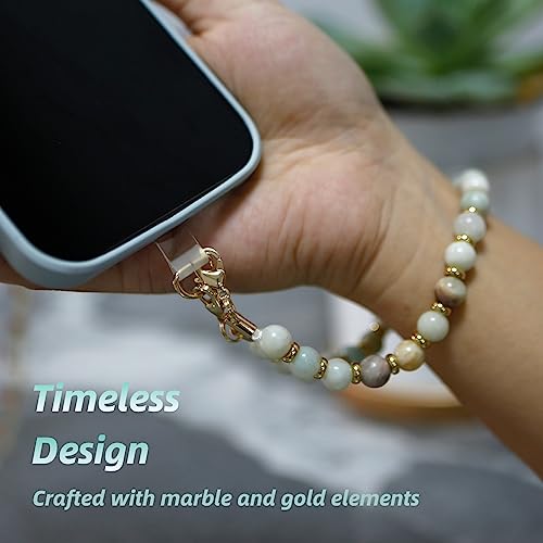 Lostars Marble Beaded iPhone Wrist Strap,Detachable Phone Bracelet Strap with Tether Tab,Hands-Free Phone Wristlet Strap (Sweet Cherries)