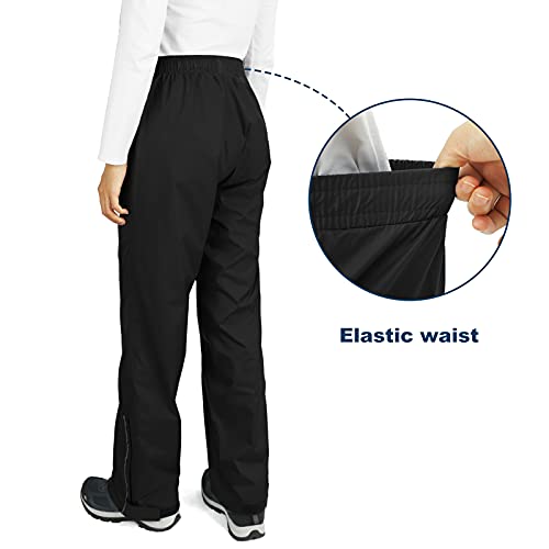 Outdoor Ventures Women's Rain Pants Packable Waterproof Hiking Pants Windproof Breathable Outdoor Rain Over Pants Grey