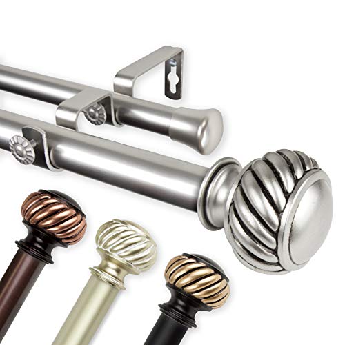 Rod Desyne 1" Baldir Double Curtain Rod, 28-48", Black