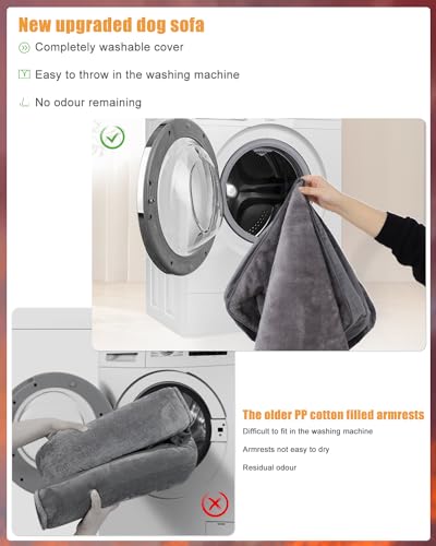 EMSLX Orthopedic Dog Beds for Small Dogs Waterproof Dog Beds with Sides Non-Slip Bottom Dog Couch Bed with Washable Removable Cover, Gray, 29x18 Inch