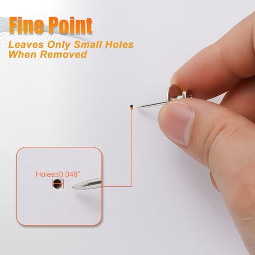 KURUI 60Pcs Double Headed Nails for Hanging Pictures, Wall Hangers Without Nails, Thumb Tacks for Wall, Renter Friendly Decor Push Pins for Tapestry Frame Art, no Nail Picture Hangers-Black