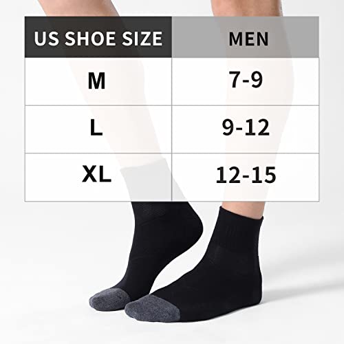 CS CELERSPORT 6 Pack Men's Ankle Socks with Cushion Athletic Running Socks, Black, Shoe Size: 7-9