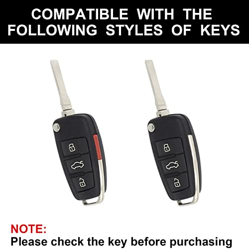 SK CUSTOM Black TPU Gold Edge Smart Key Fob Case Protective Cover Compatible with Audi A1 A3 A4 A5 A6 A8 Q3 Q5 Q7 R8 RS4 S3 S4 S5 S6 S8 TT 3 Button Keyless Car Remote Accessory