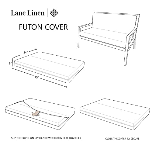 LANE LINEN Futon Covers Full Size, 100% Cotton Futon Slipcovers, Full Size Futon Mattress Cover for Futon Sofa Bed, Foldable Armless Sofa Cover, Zippered Futon Couch Cover - Teal