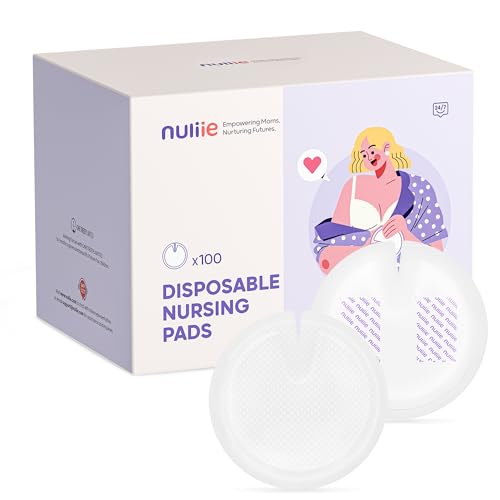 Nuliie Super Absorbent & Featherlight Disposable Nursing Pad, Stay Dry, Soft & Breathable Breast Pad for Leaking Milk, Leakproof, Individually Packaged Breastfeeding Essentials for Moms (100 Count)