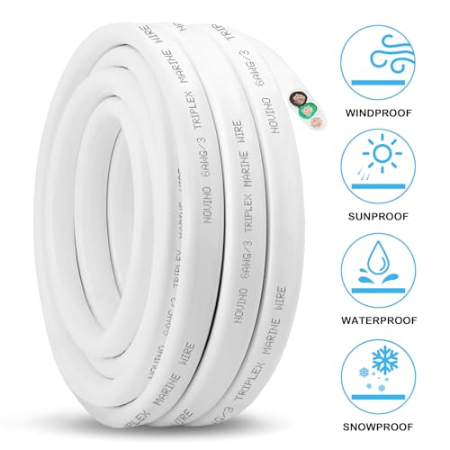 6 Gauge Marine Wire,6 AWG Marine Grade Wire,6/3 Triplex Tinned Copper Boat Cable,6 Gauge Oxygen-Free Copper Cable for Automotive RV Boat Speakers Solar Outdoors - 10ft