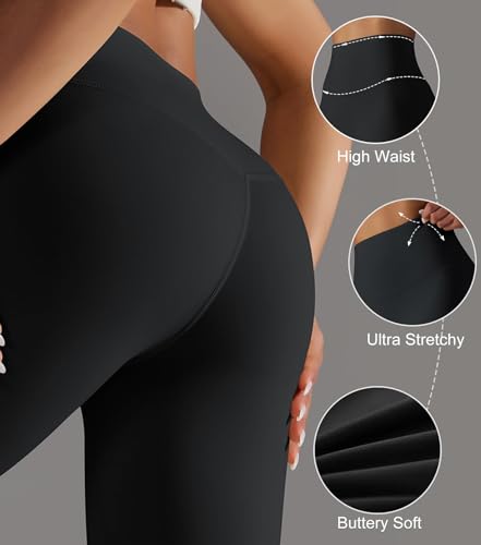 Orolay Women's High Waisted Leggings - Naked Feeling 7/8 Tights Buttery Soft Yoga Running Workout Pants Black X-Small