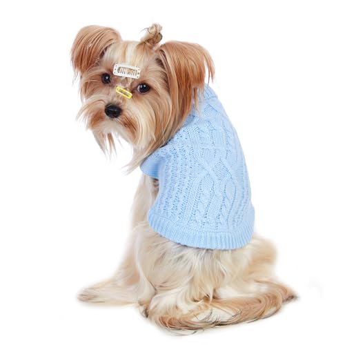 Jnancun Cat Sweater 16 Color Turtleneck Knitted Sleeveless Dog Sweater Warm Winter Kitten Clothes Outfits for Cats or Small Dogs in Cold Season(Yellow, Small)