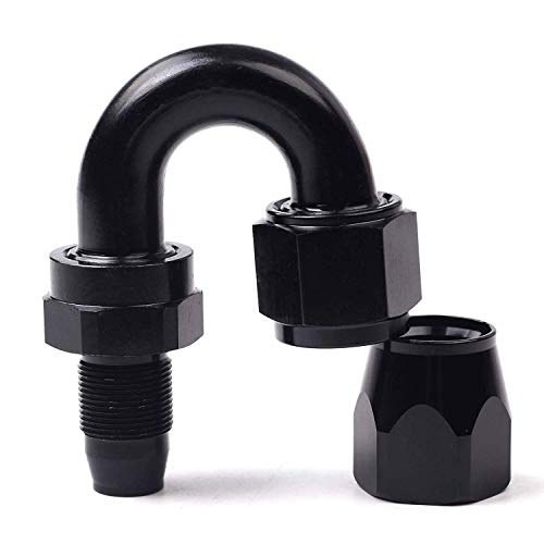 BLACKHORSE-RACING 10Ft 6 an AN6 Nylon and Stainless Steel Braidied Oil Gas Fuel Hose Fuel Line + 6pcs 6an Hose Fitting Kit Black