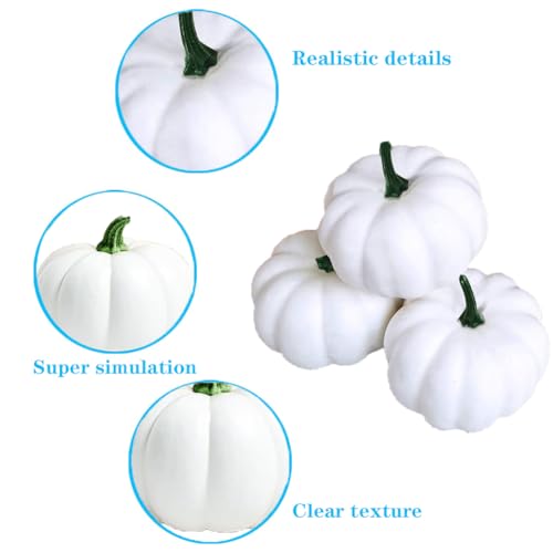 WESAPPINC Artificial Pumpkins,14PCS White Fake Pumpkins Assorted Pumpkins Large Faux Harvest Pumpkins for Autumn Thanksgiving Halloween Seasonal Holiday Decor Decoration (7pcs Light Blue Pumpkins)