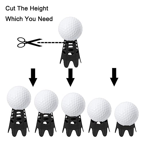 Golf Simulator Tees for Home Indoor Golf Practice Training, Golf Mat Tees for Winter Turf and Driving Range, Pack of 10 Tall & 10 Short (Black)