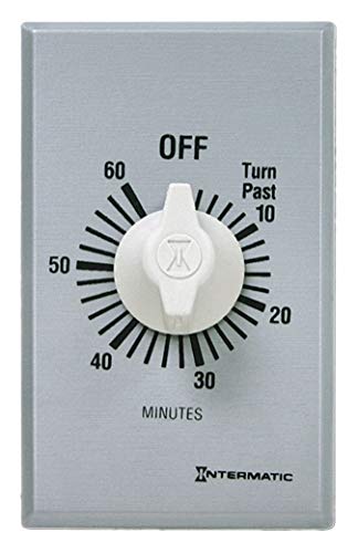 Intermatic FF460M 60-Minute Spring Loaded Wall Timer DPST No Hold - Enhance Energy Efficiency with Universal Compatibility - Automatic Timer for Effortless Control, Brushed Metal Finish
