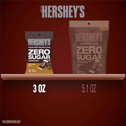 HERSHEY'S Zero Sugar Caramel Filled Chocolate Candy Bags, 3 oz (12 Count)
