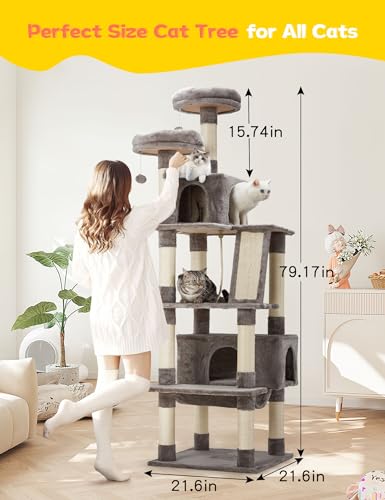 Small Cat Tree Tower, 27.5" Tall Natural Sisal Cat Tree, Double Base Cat Scratching Post with Cat Self Groomer Brush, Soft Plush Cat Perch Bed with Dangling Ball for Indoor Kittens, Colorful Cat Tree
