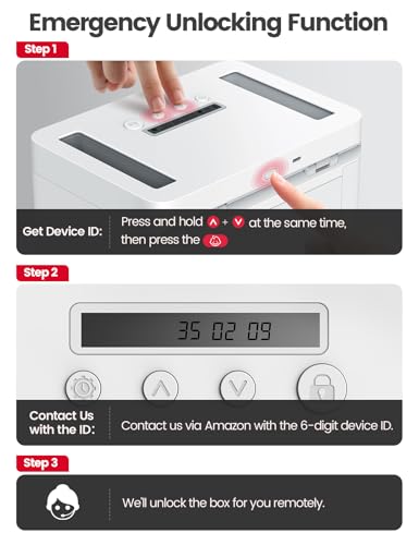 Vaydeer Metal Timed Lock Box, Phone Lock Box with Child Lock and LED Display, Self-Control Time Locking Container for Cell Phones, Snacks, Alcohol or Other Temptations Up to 365 days