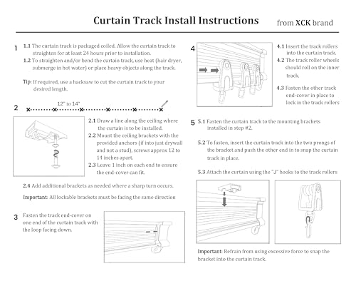 XCK Flexible Ceiling Curtain Track Ceiling Mount 10 ft Curved Shower Curtain Rod for Bay Window Curtains & Room Divider Curtains Bendable Curtain Rail White RV Curtain Track