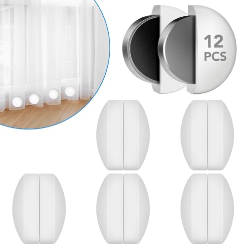 12 Pcs Shower Curtain Weights,Silicone Wrapped Heavy Duty shower curtain magnets,Curtain Weights Heavy Outdoor,Prevent Curtain Liner from Blowing Around, Work for Drapery, Flag, Tablecloth(6 Pairs)