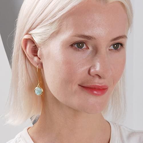 Mint Green Earrings for Women - Teal Earrings for Women, Aqua Earrings, Simulated Druzy Green Drop Earrings, Green Dangle Earrings, Sparkly Glitter Green Stone Earrings, Gold Tone Turquoise Earrings