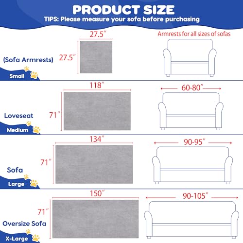 Cat Scratch Furniture Protector - Anti-Slip, Waterproof Sofa Cover to Keep Cats Off, Pet-Friendly Couch Protectors for 3 Cushion Couch, Beige Anti-Scratch Couch Cover for Pets and Kids 118"X71"