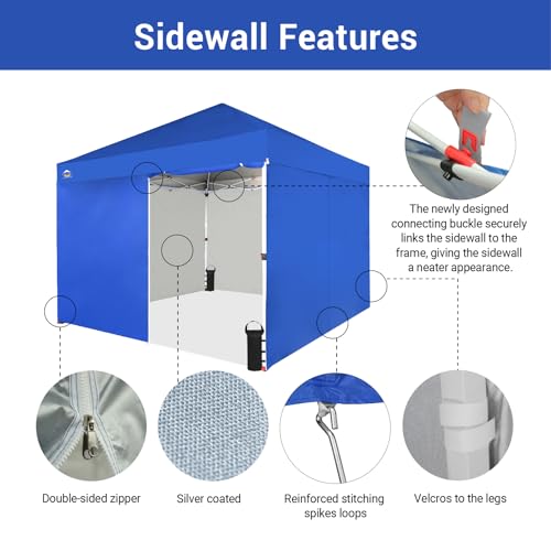 CROWN SHADES 10X10 Comercial Instant Canopy Pop Up Tent with Center Lock (10x10 with 4 Sidewalls, Beige)