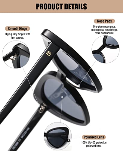 DUCO Trendy Heart Polarized Sunglasses for Women Narrow 1206