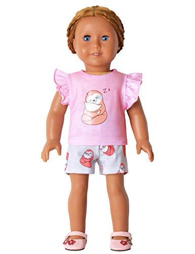 CHILDRENSTAR Dog Pjs Matching Dolls&Girls Pajama Sets Cotton Girls Sleepwear Pink,Size 6 7