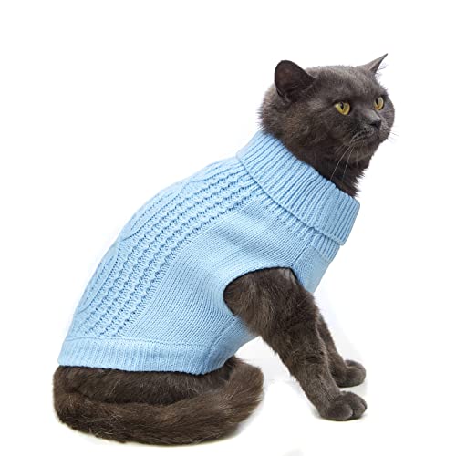 Jnancun Cat Sweater 16 Color Turtleneck Knitted Sleeveless Dog Sweater Warm Winter Kitten Clothes Outfits for Cats or Small Dogs in Cold Season(Yellow, Small)