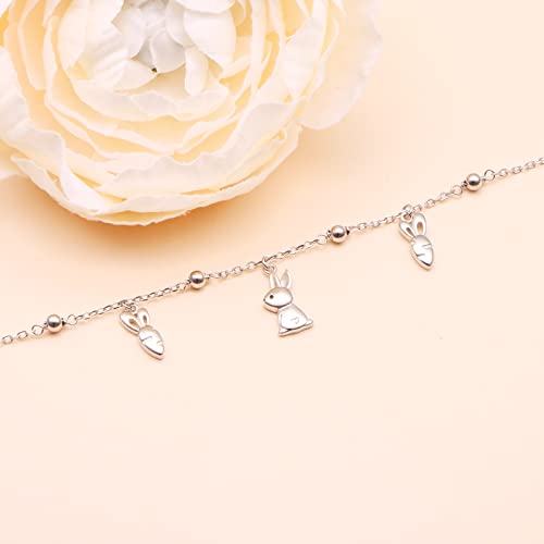 Ladytree Anklet for Women 925 Sterling Silver Lotus Beaded Adjustable Foot Cubic Zirconia Blue Flower Symbol Ankle Bracelet Anklets Jewelry for Yoga lovers